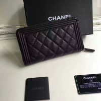 Chanel Boy Chanel Zipped Wallet in Grained Calfskin & Gold-tone Metal-Black