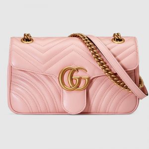 Gucci GG Marmont Small Chain Shoulder Bag in Matelassé Chevron Leather