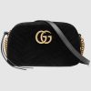 Gucci GG Women GG Marmont Velvet Small Shoulder Bag-Black