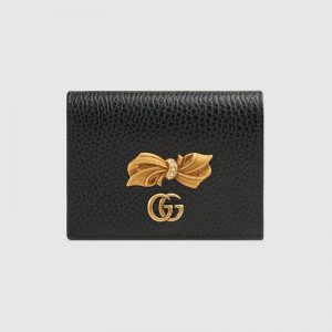 Gucci GG Women Leather Card Case Wallet with Bow
