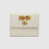 Gucci GG Women Leather Wallet with Bow-White