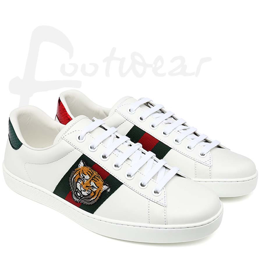 1:1 Authentic Dupe Gucci Men Ace Embroidered Sneaker Shoes with Tiger Web-White - Image 7