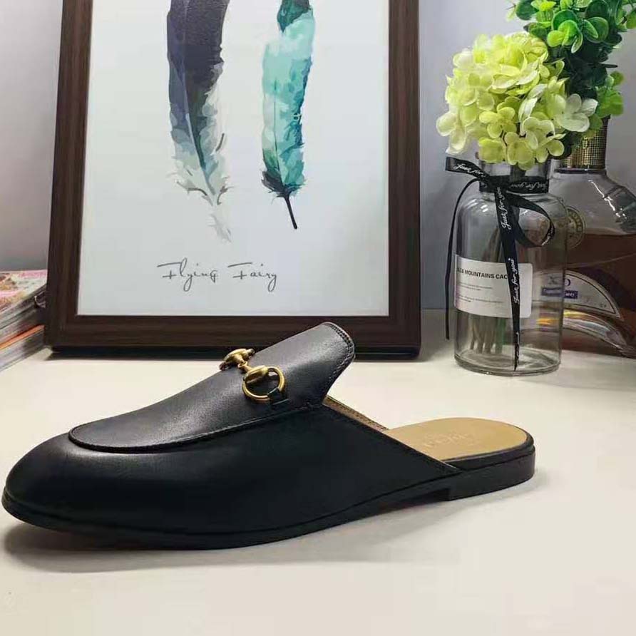 Gucci Replica Men Leather Horsebit Slipper in 1.3 cm Heel Height-Black - Image 5