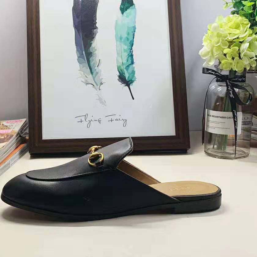 Gucci Replica Men Leather Horsebit Slipper in 1.3 cm Heel Height-Black - Image 8