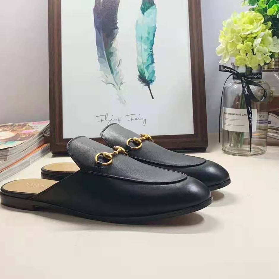 Gucci Replica Men Leather Horsebit Slipper in 1.3 cm Heel Height-Black - Image 2
