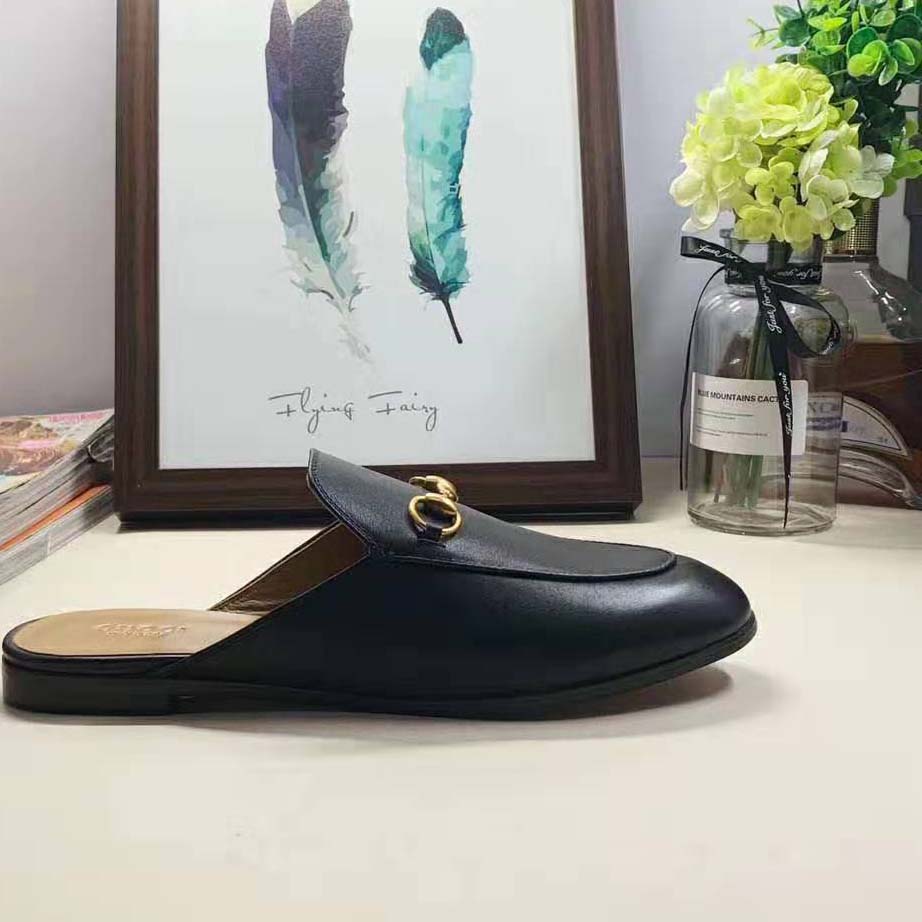 Gucci Replica Men Leather Horsebit Slipper in 1.3 cm Heel Height-Black - Image 7