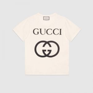 Gucci Men Oversize T-Shirt with Interlocking G-White