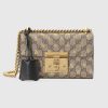 Gucci Padlock Small GG Bees Shoulder Bag in GG Supreme Canvas