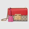 Gucci Padlock Small GG Supreme Canvas Shoulder Bag with Leather Top