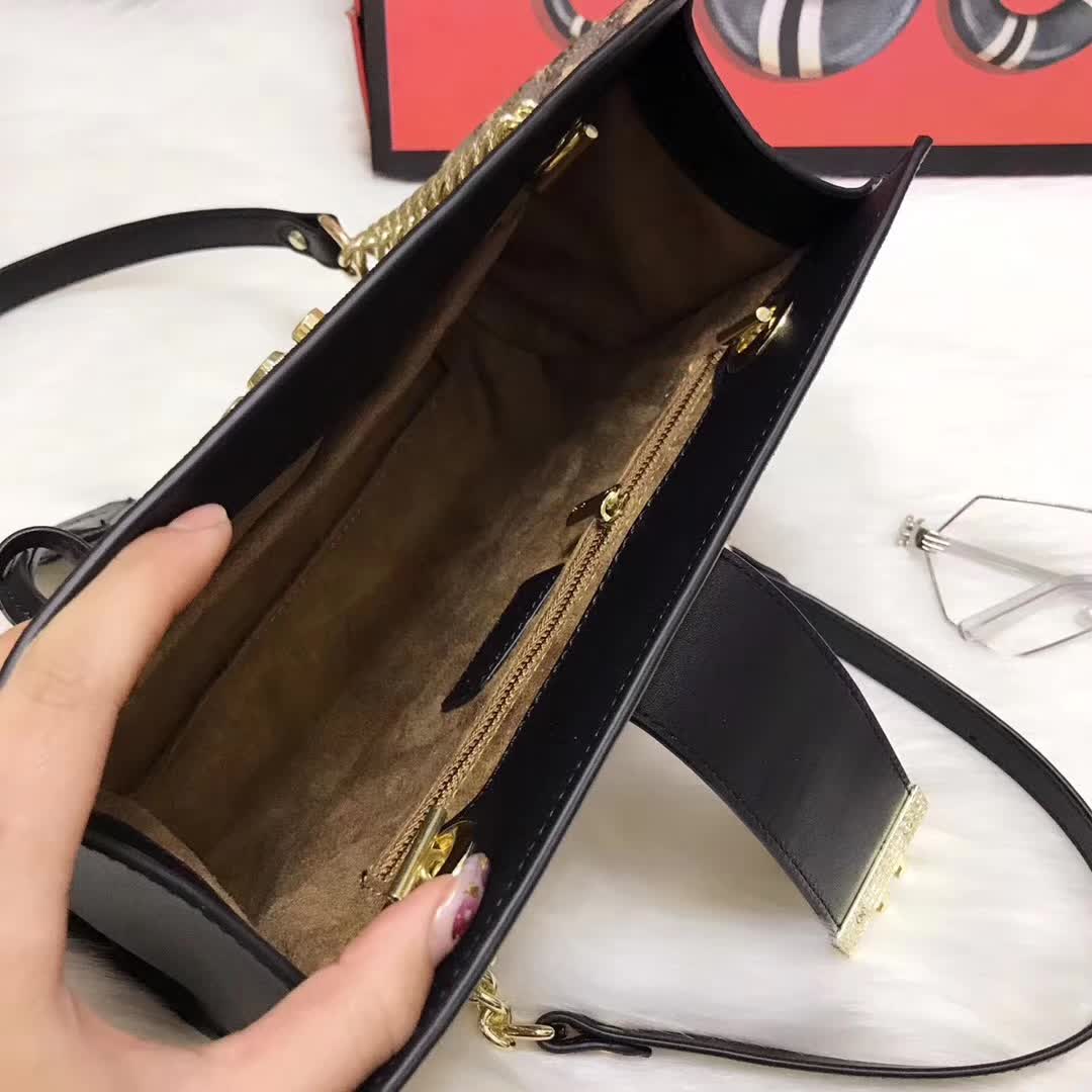 1:1 Replica Gucci Padlock Small GG Supreme Canvas Shoulder Bag with Printed Bees - Image 3