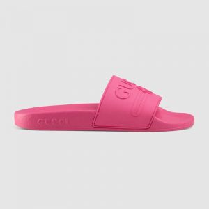 Gucci Unisex Gucci Logo Rubber Slide Sandal-Rose