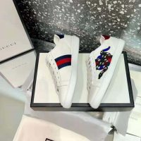 Gucci Women Ace Embroidered Sneaker with Crystal Kingsnake-White