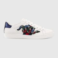 Gucci Women Ace Embroidered Sneaker with Crystal Kingsnake-White