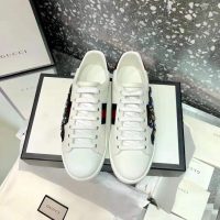 Gucci Women Ace Embroidered Sneaker with Crystal Kingsnake-White