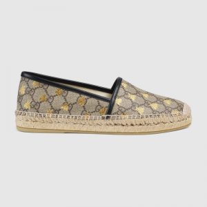 Gucci Women GG Supreme Bees Espadrille 2 cm Platform-Gold