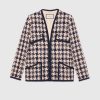 Gucci Women Houndstooth V-Neck Jacket