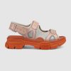 Gucci Women Leather and Mesh Sandal 4.6cm Height-Pink