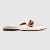 Gucci Women Leather Loafer with GG Web-White