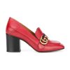 Gucci Women Leather Mid-Heel Loafer Shoes-Red