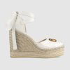 Gucci Women Leather Platform Espadrille 11.9cm Heel with 3.6cm Platform-White