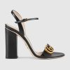 Gucci Women Leather Sandal 10.2 cm Heel-Black