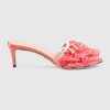 Gucci Women Mid-Heel Tulle Sandal 5.3cm Heel-Pink