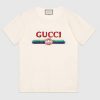 Gucci Women Oversize T-Shirt with Sequin Gucci Logo-White