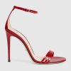 Gucci Women Patent Leather Sandal 11.4cm Thin Heel-Red