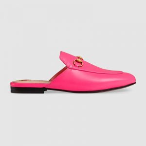 Gucci Women Princetown Leather Slipper with Horsebit Detail-Rose