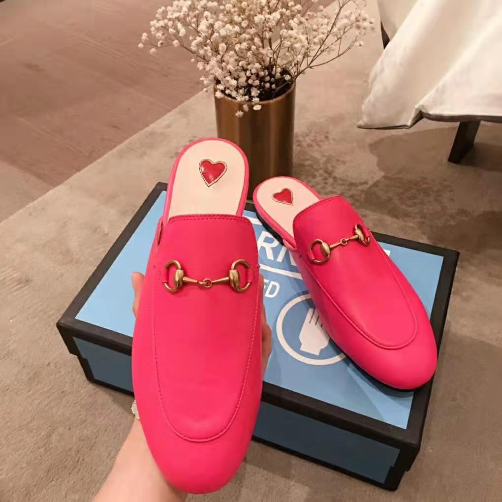 Gucci Women Princetown Leather Slipper Affordable Dupe with Horsebit Detail-Rose - Image 3