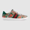 Gucci Women's Ace GG Gucci Strawberry Sneaker in GG Supreme Canvas in 2cm Height-Brown
