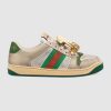 Gucci Women's Screener Sneaker with Cherries 3.6cm Height-Green