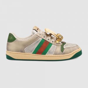 Gucci Women's Screener Sneaker with Cherries 3.6cm Height-Green