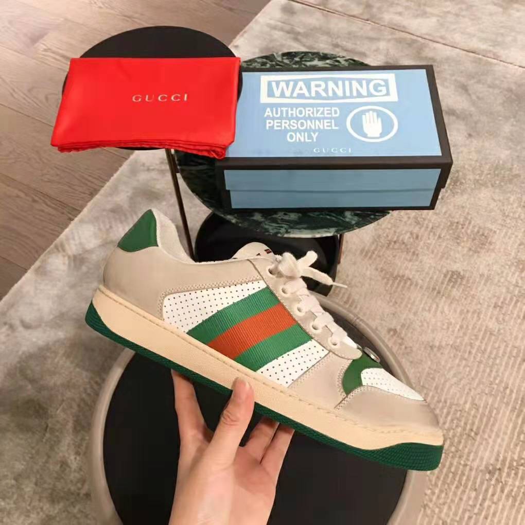 Gucci Women's Screener Sneaker 1:1 Quality Dupe with Cherries 3.6cm Height-Green - Image 6