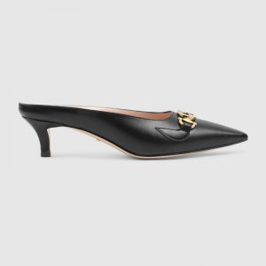 Gucci Women Zumi Leather Slide 4.6 cm Height-Black