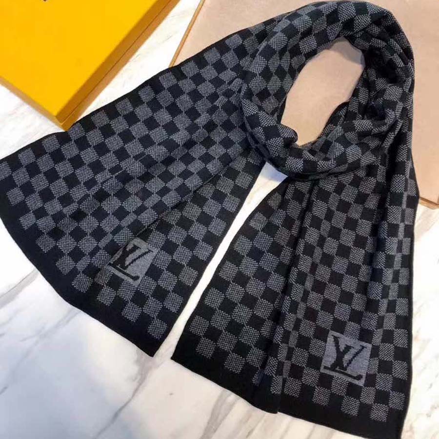 Louis Vuitton LV Men Petit Damier Scarf NM Wool-Black - Image 2