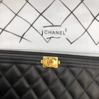 Chanel Unisex Boy Chanel Large Pouch in Lambskin Leather-Black (1)