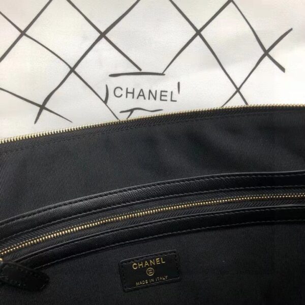 Chanel Unisex Boy Chanel Large Pouch in Lambskin Leather-Black (8)