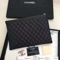 Chanel Unisex Boy Chanel Pouch in Lambskin Leather-Black (1)