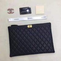 Chanel Unisex Boy Chanel Pouch in Lambskin Leather-Black (1)