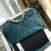 Chanel Women 19 Large Flap Bag in Goatskin Leather-Blue (1)