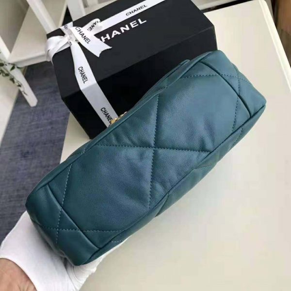Chanel Women 19 Large Flap Bag in Goatskin Leather-Blue (7)