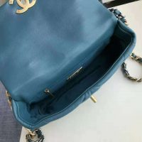 Chanel Women 19 Large Flap Bag in Goatskin Leather-Blue (1)