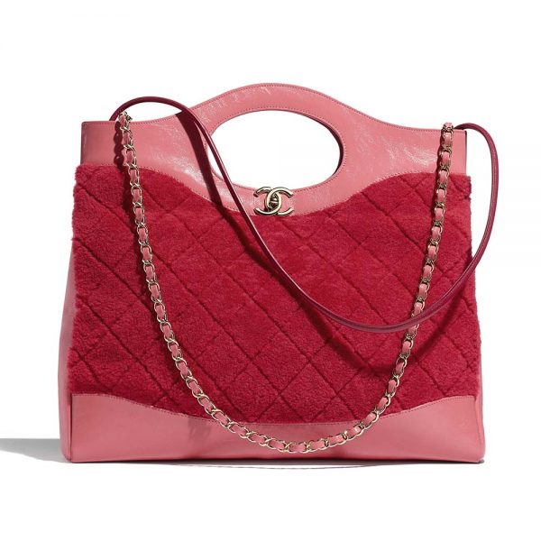 Chanel Women 31 Shopping Bag in Shearling Sheepskin and Calfskin Leather-Red (1)