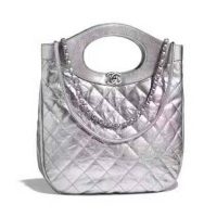 Chanel Women 31 Small Shopping Bag in Aged Calfskin Leather-Silver (1)