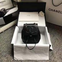 Chanel Women Backpack in Lambskin Leather-Black (1)