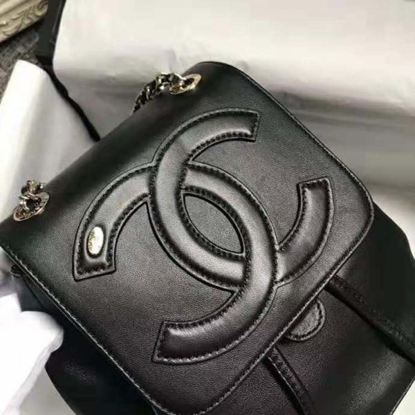 Chanel Women Backpack in Lambskin Leather-Black (3)