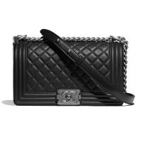 Chanel Women Boy Chanel Handbag in Calfskin Leather-Black (1)