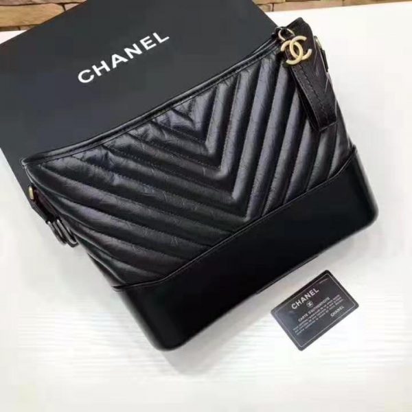 Chanel Women Chanel’s Gabrielle Large Hobo Bag in Aged Calfskin Leather-Black (3)