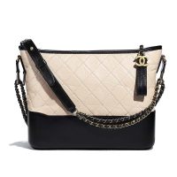 Chanel Women Chanel’s Gabrielle Large Hobo Bag in Calfskin Leather-Beige (1)